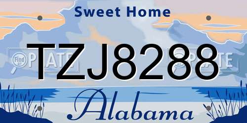 TZJ8288 Alabama License Plate