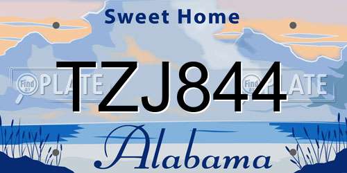 TZJ844 Alabama License Plate