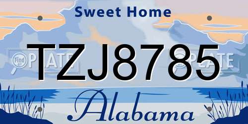 TZJ8785 Alabama License Plate