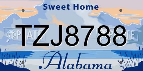 TZJ8788 Alabama License Plate