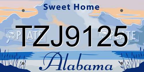 TZJ9125 Alabama License Plate