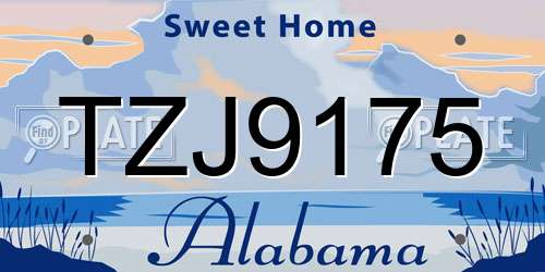 TZJ9175 Alabama License Plate
