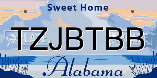TZJBTBB Alabama License Plate