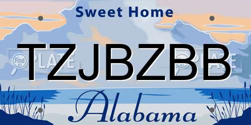 TZJBZBB Alabama License Plate