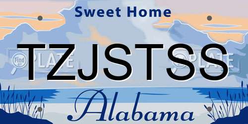 TZJSTSS Alabama License Plate