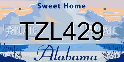 TZL429 Alabama License Plate