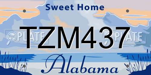 TZM437 Alabama License Plate