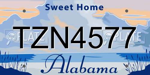 TZN4577 Alabama License Plate