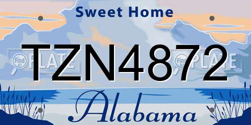 TZN4872 Alabama License Plate