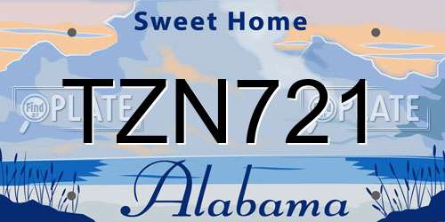 TZN721 Alabama License Plate