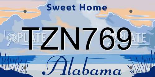 TZN769 Alabama License Plate