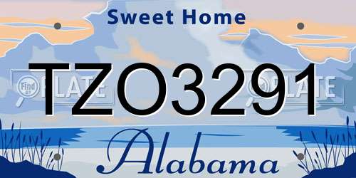 TZO3291 Alabama License Plate