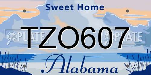 TZO607 Alabama License Plate
