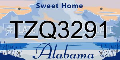 TZQ3291 Alabama License Plate