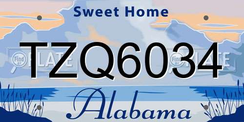 TZQ6034 Alabama License Plate