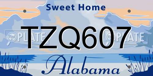 TZQ607 Alabama License Plate