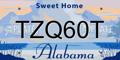 TZQ60T Alabama License Plate