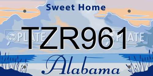 TZR961 Alabama License Plate
