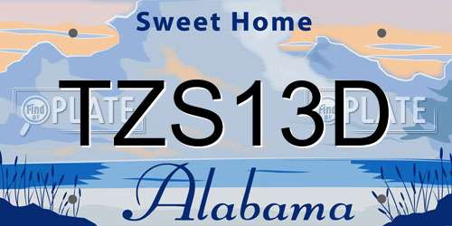 TZS13D Alabama License Plate