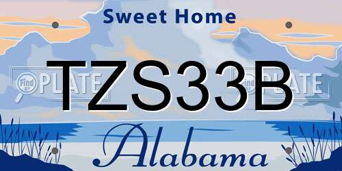 TZS33B Alabama License Plate