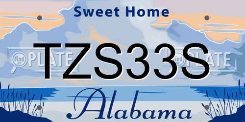 TZS33S Alabama License Plate