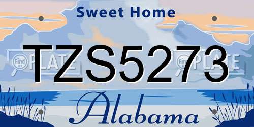 TZS5273 Alabama License Plate