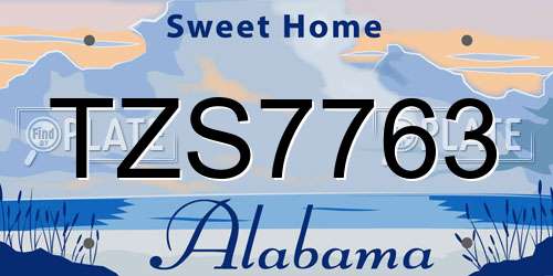 TZS7763 Alabama License Plate