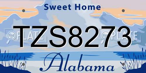 TZS8273 Alabama License Plate