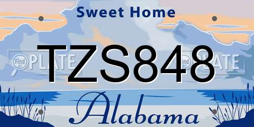 TZS848 Alabama License Plate
