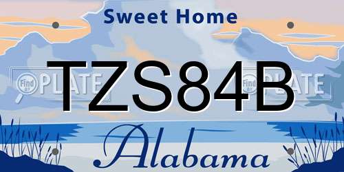 TZS84B Alabama License Plate