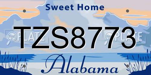 TZS8773 Alabama License Plate
