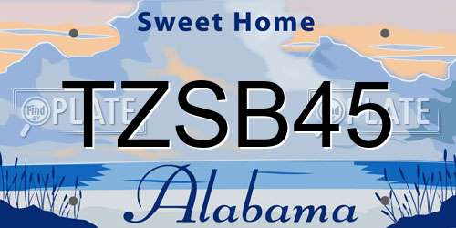 TZSB45 Alabama License Plate