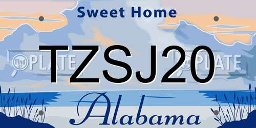 TZSJ20 Alabama License Plate