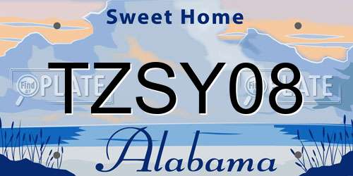 TZSY08 Alabama License Plate
