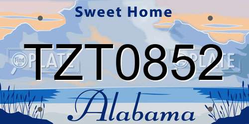 TZT0852 Alabama License Plate