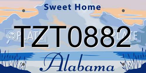 TZT0882 Alabama License Plate