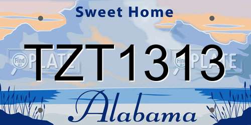 TZT1313 Alabama License Plate