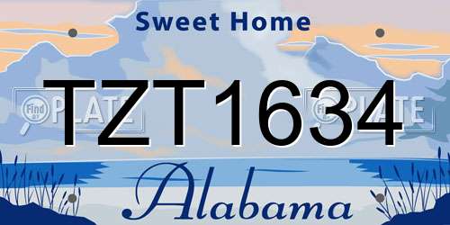 TZT1634 Alabama License Plate
