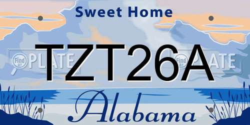 TZT26A Alabama License Plate