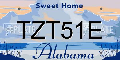 TZT51E Alabama License Plate