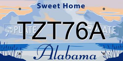 TZT76A Alabama License Plate