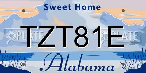 TZT81E Alabama License Plate
