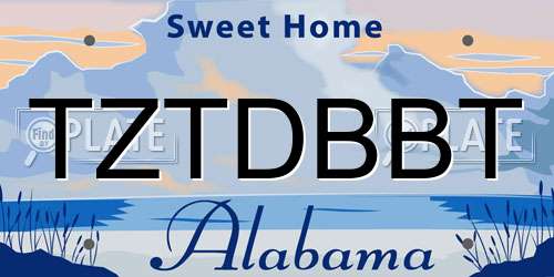 TZTDBBT Alabama License Plate