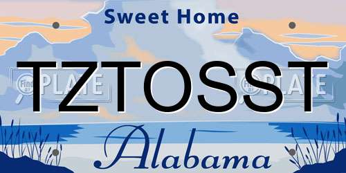 TZTOSST Alabama License Plate