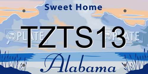 TZTS13 Alabama License Plate