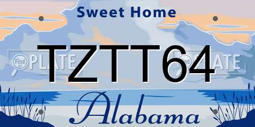 TZTT64 Alabama License Plate