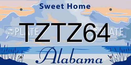 TZTZ64 Alabama License Plate