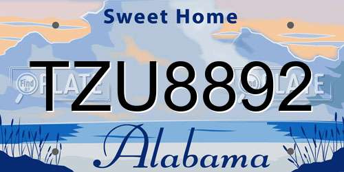 TZU8892 Alabama License Plate