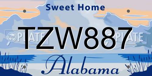 TZW887 Alabama License Plate