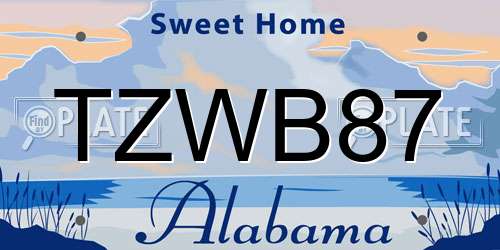 TZWB87 Alabama License Plate